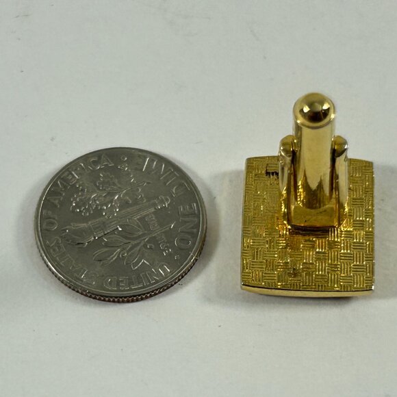 Vintage Cufflinks Black Gold Tone Letter P Square Wedding Prom Cuff Links - Picture 6 of 8